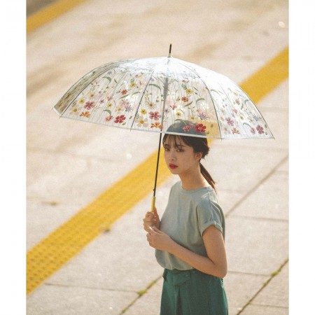 日本Wpc. PT-EM01 神秘粉 刺繡風印花長柄傘