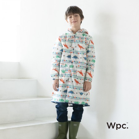 日本WPC 白堊紀恐龍M 空氣感兒童雨衣/防水外套 附收納袋(95-120cm)