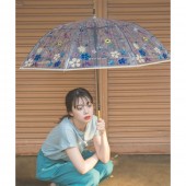 日本Wpc. PT-EM02 冰山藍 刺繡風印花長柄傘