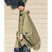 日本KIU 319-906 軍綠色 成人日常斗篷雨衣 附收納袋(男女適用)